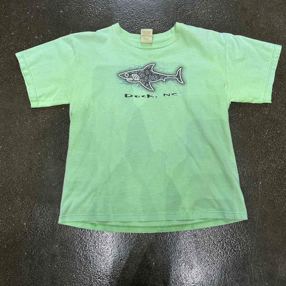 Prairie Mountain Duck North Carolina‎ Shark Shirt Youth 14-16 Green Tee T-Shirt
